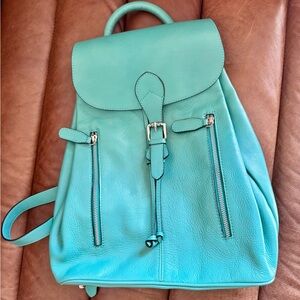 Turquoise leather backpack